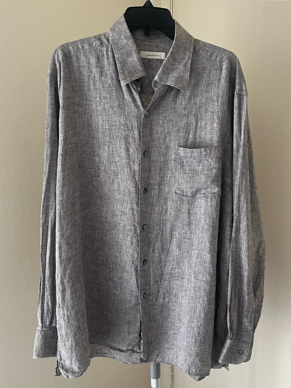 Ermenegildo Zegna 100% Linen Button Down Shirt Grey Size 2XL